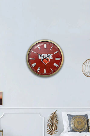 Hediyelik 40 Cm Eskitme Metal Love Duvar Saati