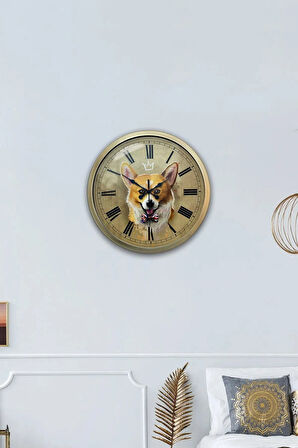 Hediyelik 36 cm Eskitme Metal Kurt Duvar Saati