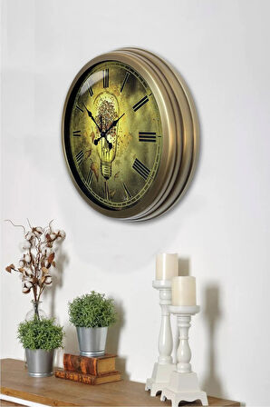 40 Cm Eskitme Metal Ampül Hediyelik Duvar Saati