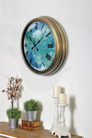 Hediyelik 40 Cm Eskitme Metal Dekoratif Duvar Saati