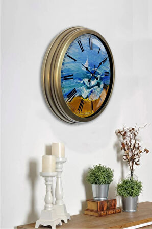 Hediyelik 40 Cm Eskitme Metal Dekoratif Duvar Saati