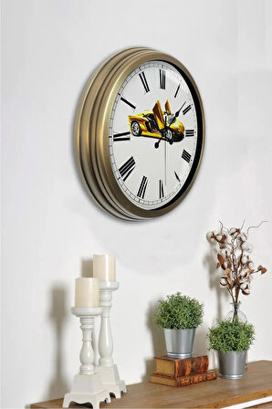 40 Cm Eskitme Metal Araba Hediyelik Duvar Saati