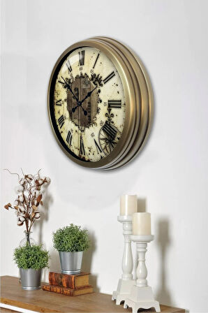 Hediyelik 40 Cm Eskitme Metal Eskitme Duvar Saati