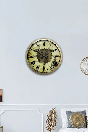 Hediyelik 40 Cm Eskitme Metal Eskitme Duvar Saati