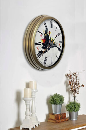 40 Cm Eskitme Metal Basketbol Hediyelik Duvar Saati