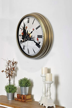 40 Cm Eskitme Metal Basketbol Hediyelik Duvar Saati