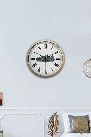 40 Cm Eskitme Metal Kara Tren Duvar Saati