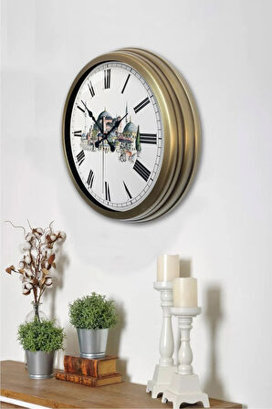 40 cm Eskitme Metal Yeni Cami Duvar Saati