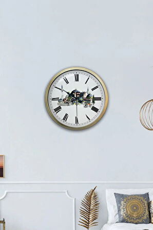 40 cm Eskitme Metal Yeni Cami Duvar Saati