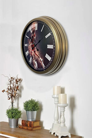 40 cm Eskitme Metal  Duvar Saati