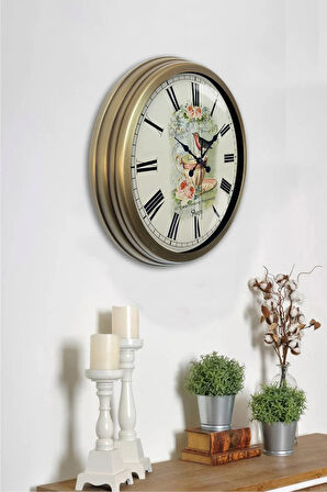 Hediyelik 40 Cm Eskitme Metal Mutfak Duvar Saati