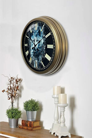 40 Cm Eskitme Metal Kurt Duvar Saati