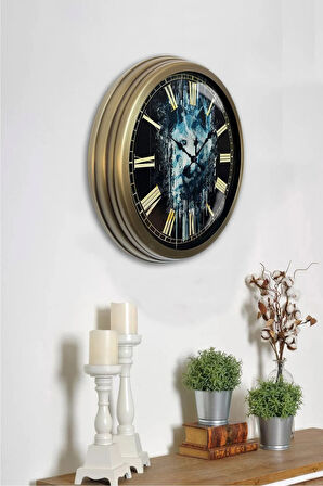 40 Cm Eskitme Metal Kurt Duvar Saati