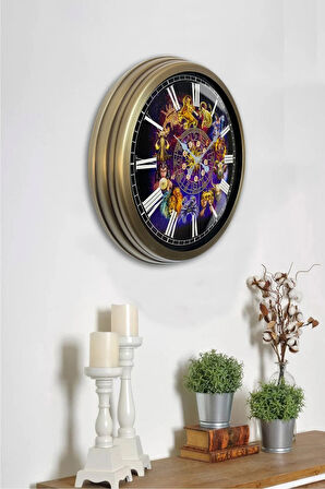 40 Cm Eskitme Metal Burçlar Hediyelik Duvar Saati