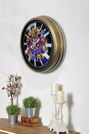 40 Cm Eskitme Metal Burçlar Hediyelik Duvar Saati