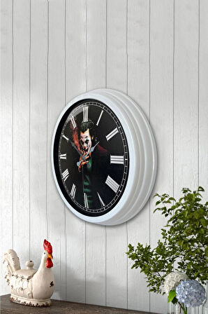 Hediyelik 40 Cm Beyaz Metal Joker Duvar Saati