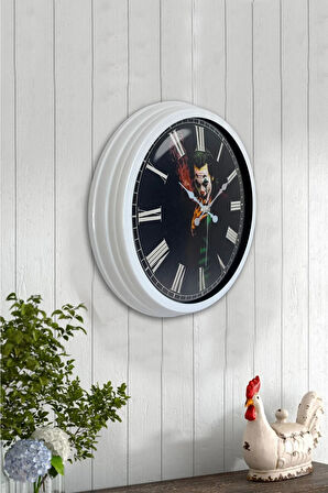 Hediyelik 40 Cm Beyaz Metal Joker Duvar Saati