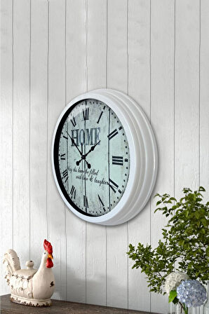 Hediyelik 40 Cm Beyaz Metal Home Duvar Saati