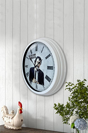 40 Cm Beyaz Metal Müslüm Baba Duvar Saati