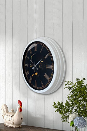 Hediyelik 40 Cm Beyaz Metal Profil Duvar Saati