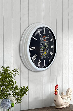 Hediyelik 40 Cm Beyaz Metal Cafe Duvar Saati