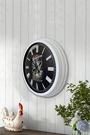 Hediyelik 40 Cm Beyaz Metal Cafe Duvar Saati