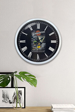 Hediyelik 40 Cm Beyaz Metal Cafe Duvar Saati