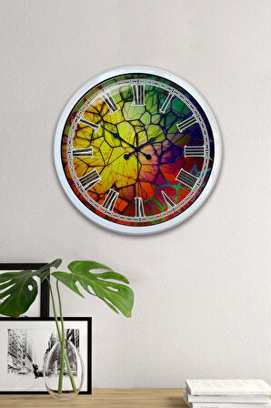 40 Cm Beyaz Metal Renk Dünyası Duvar Saati