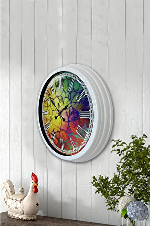 40 Cm Beyaz Metal Renk Dünyası Duvar Saati