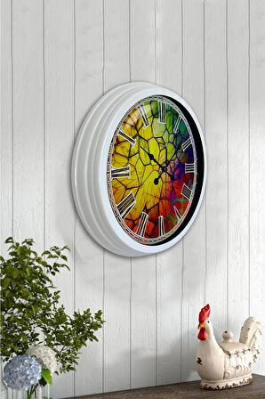 40 Cm Beyaz Metal Renk Dünyası Duvar Saati