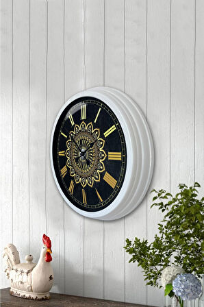40 Cm Beyaz Metal Dekoratif Duvar Saati