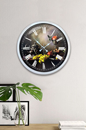 40 Cm Beyaz Metal Mutfak Duvar Saati