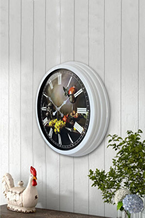 40 Cm Beyaz Metal Mutfak Duvar Saati