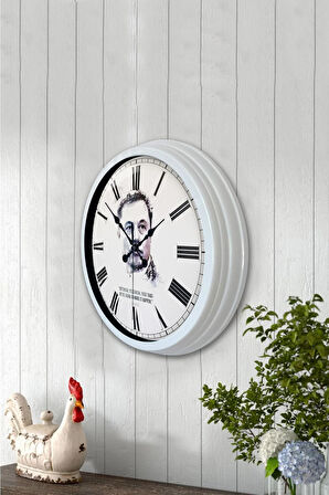 40 Cm Beyaz Metal Elon Musk Duvar Saati