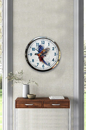 Hediyelik 40 Cm Krom Metal Bird Duvar Saati