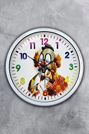 Hediyelik 40 Cm Beyaz Metal Palyaço Duvar Saati