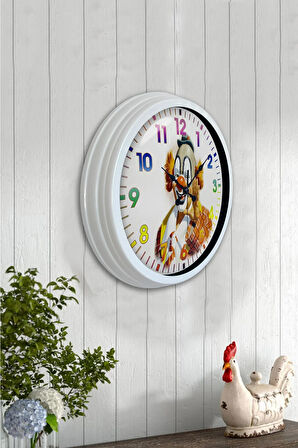 Hediyelik 40 Cm Beyaz Metal Palyaço Duvar Saati