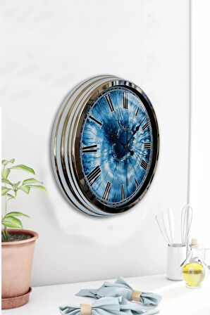 Hediyelik 40 Cm Krom Metal Eye Duvar Saati
