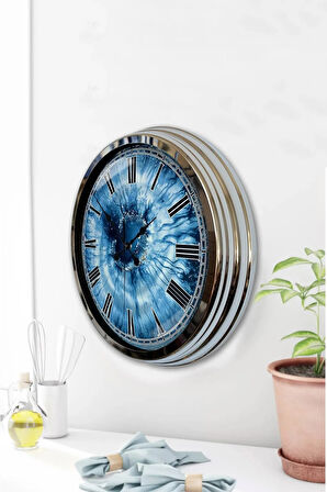 Hediyelik 40 Cm Krom Metal Eye Duvar Saati