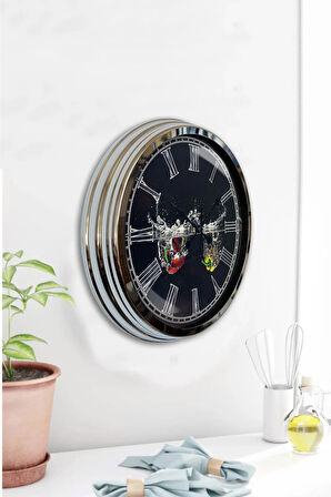 40 Cm Krom Metal Mutfak Duvar Saati