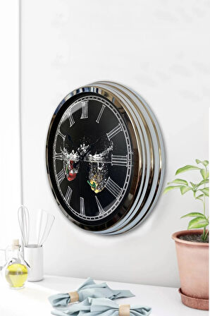 40 Cm Krom Metal Mutfak Duvar Saati
