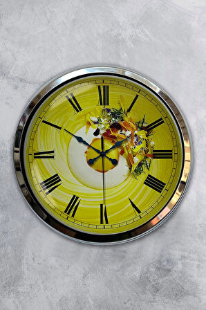 Hediyelik 40 Cm Krom Metal Kitchen Duvar Saati