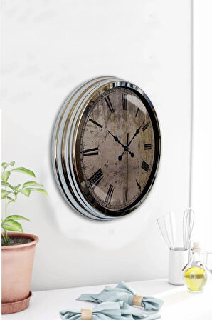 Hediyelik 40 Cm Krom Metal Eksitme Duvar Saati