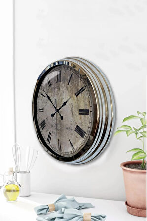 Hediyelik 40 Cm Krom Metal Eksitme Duvar Saati