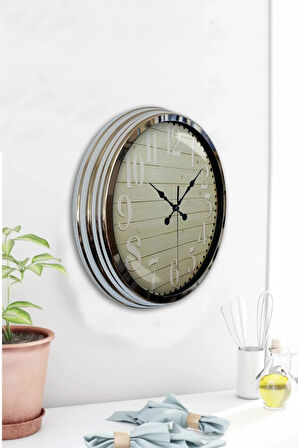 40 Cm Krom Metal Klasik Tasarım Duvar Saati