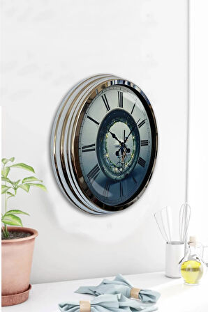 40 Cm Krom Metal Yarışçı Duvar Saati Hediyelik