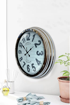 40 Cm Krom Metal Antique Duvar Saati Hediyelik