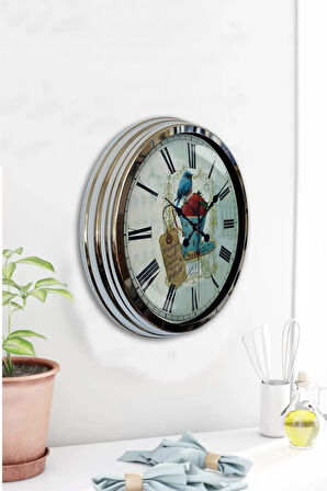 Hediyelik 40 Cm Krom Metal Kitchen Duvar Saati