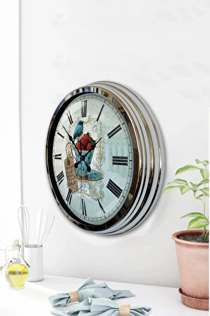 Hediyelik 40 Cm Krom Metal Kitchen Duvar Saati