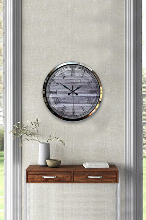 Hediyelik 40 Cm Krom Metal Eskitme Duvar Saati